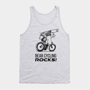 Bear Cycling Rocks with rocking finger sign riding bicycle very fast Tank Top